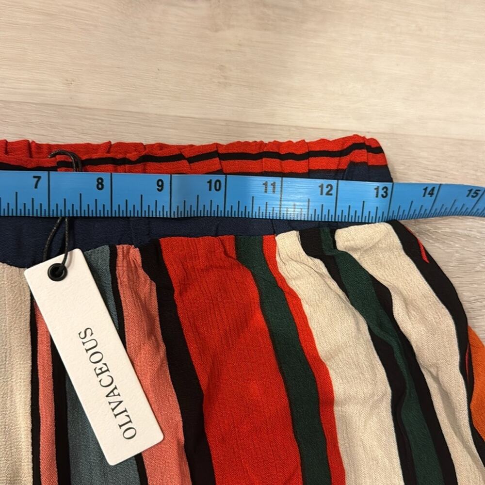 Olivaceous NWT Multicolor Stripes wide Leg with slit Slip on Pants. - Picture 5 of 7